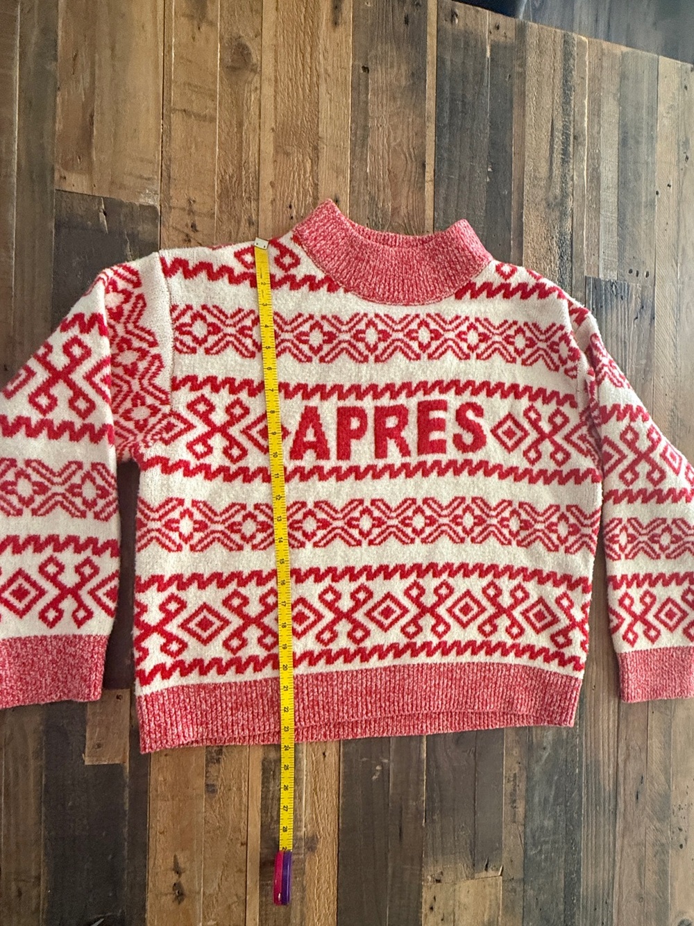 APRES Red & White Mock Turtle Neck Pullover Fair Isle Sweater by A New Day
